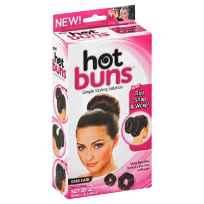 Hot Buns Hair Accessory Small & Large Dark Hair - Each