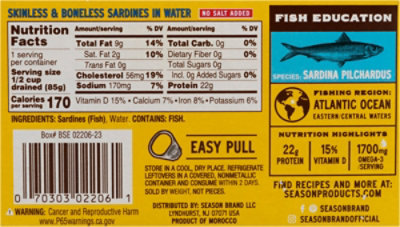 Season Sardines Skinless & Boneless In Water - 4.25 Oz - Image 5