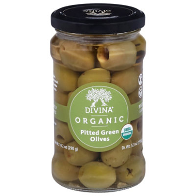 Divina Olives Organic Green Pitted - 6 Oz