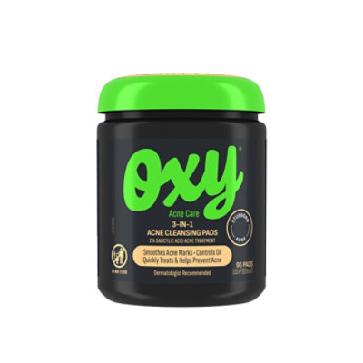 Oxy 3-IN-1 Acne Facial Cleansing Pads, Maximum Strength 2% Salicylic Acid Stubborn Acne - 90 Count - Image 1