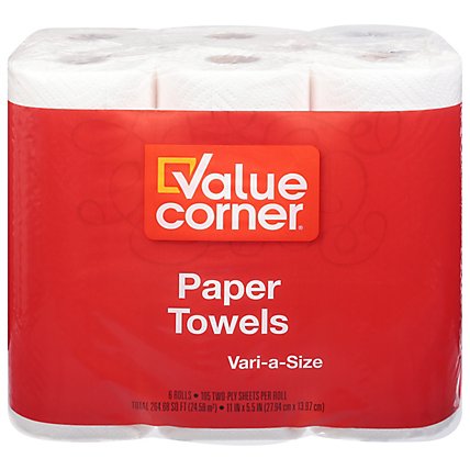Value Corner Paper Towels Sheets Vari A Size 2-Ply - 6 Roll - Image 1