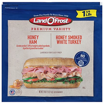 Land O Frost Sub Sandwich Kit Honey Ham & Honey Smoked White Turkey - 20 Oz - Image 2