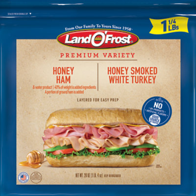Land O Frost Sub Sandwich Kit Honey Ham & Honey Smoked White Turkey - 20 Oz - Image 1