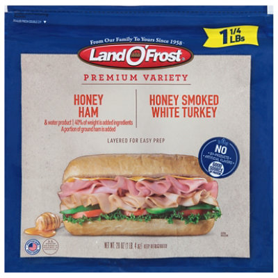 Land O Frost Sub Sandwich Kit Honey Ham & Honey Smoked White Turkey - 20 Oz