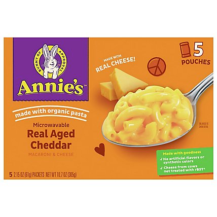 Annies Homegrown Mac & Cheese Microwavable with Real Aged Cheddar Box - 5-2.15 Oz - Image 2