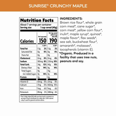 Nature's Path Organic Sunrise Crunchy Maple Gluten Free Breakfast Cereal - 10.6 Oz - Image 3