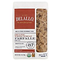 DeLallo Pasta Organic 100% Whole Wheat No. 87 Farfalle Bag - 16 Oz - Image 3