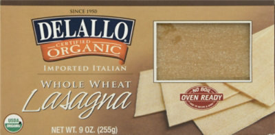 DeLallo Pasta Organic 100% Whole Wheat Lasagna Box - 9 Oz - Image 2