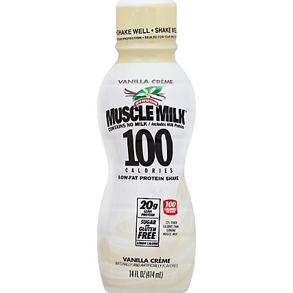 MUSCLE MILK 100 Calories Protein Shake Low-Fat Vanilla Creme - 14 Fl. Oz. - Image 2