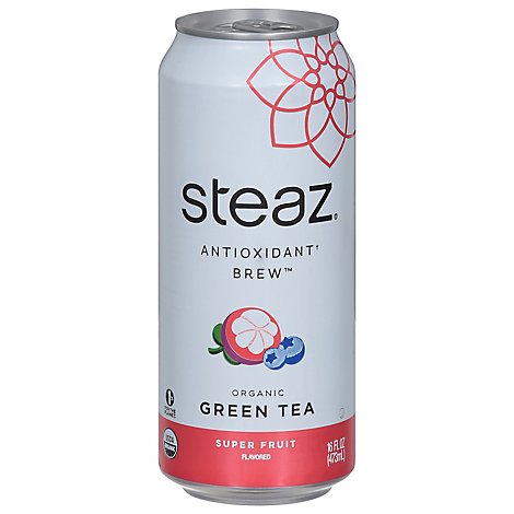 steaz Iced Green Tea Organic Lightly Sweetened Super Fruit - 16 Fl. Oz.