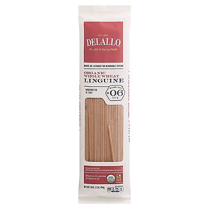 DeLallo Pasta Organic 100% Whole Wheat No. 6 Linguine Pack - 16 Oz - Image 3
