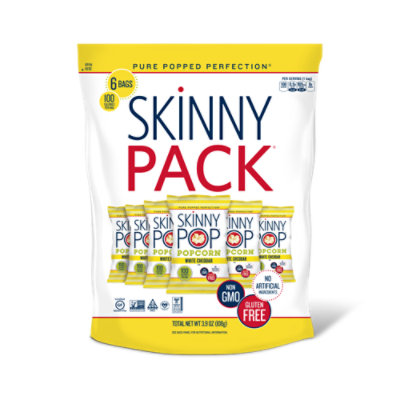 SkinnyPop Dairy Free White Cheddar Skinny Pack Individual Snack Size Bags  - 6-0.65 Oz