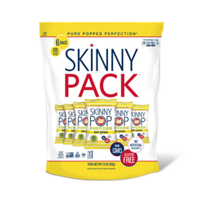 SkinnyPop Popped Popcorn White Cheddar 100 Calorie Skinny Pack - 6 Count