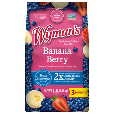Wymans Berries Wild Strawberries & Banana Slices - 3 Lb