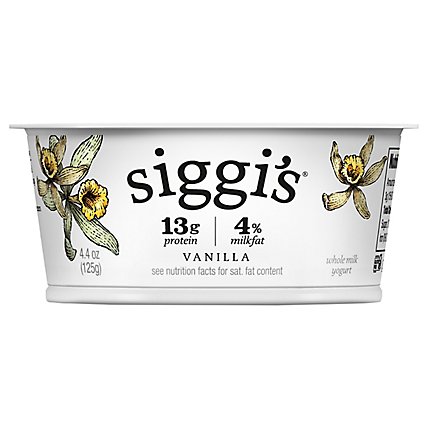siggi's Vanilla Icelandic Skyr Whole Milk Yogurt - 4.4 Oz - Image 1