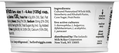 siggi's Strawberry And Rhubarb Icelandic Skyr Whole Milk Yogurt - 4.4 Oz - Image 6