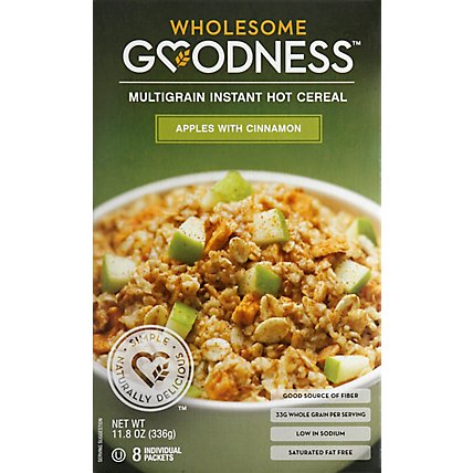 Wholesome Goodness Hot Cereal Multigrain Instant Apples with Cinnamon 8 Count - 11.8 Oz - Image 2