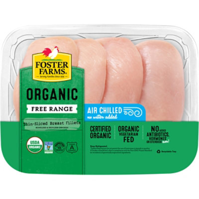 Foster Farms Organic Boneless Skinless Thin Sliced Chicken Breast Fillets - 1 Lb.