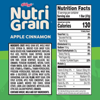 Nutri-Grain Breakfast Bars Apple Cinnamon Made with 10g Whole Grains - 16 - 20.8 Oz - Image 3