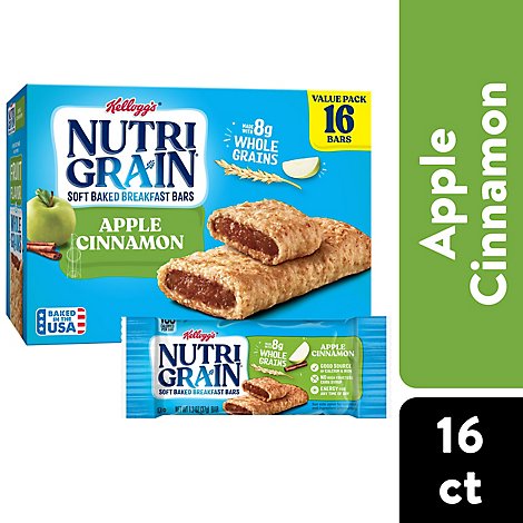 Nutri-Grain Soft Baked Breakfast Bars Made With Whole Grains Apple Cinnamon 16 Count - 20.8 Oz