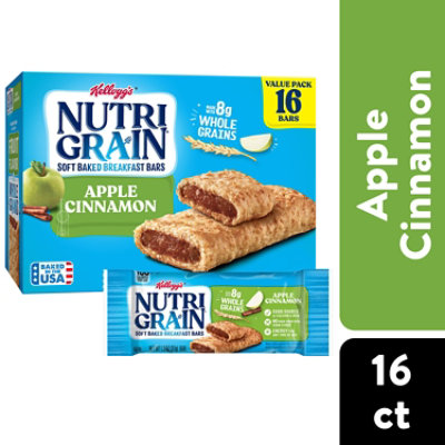 Nutri-Grain Soft Baked Breakfast Bars Made With Whole Grains Apple Cinnamon 16 Count - 20.8 Oz