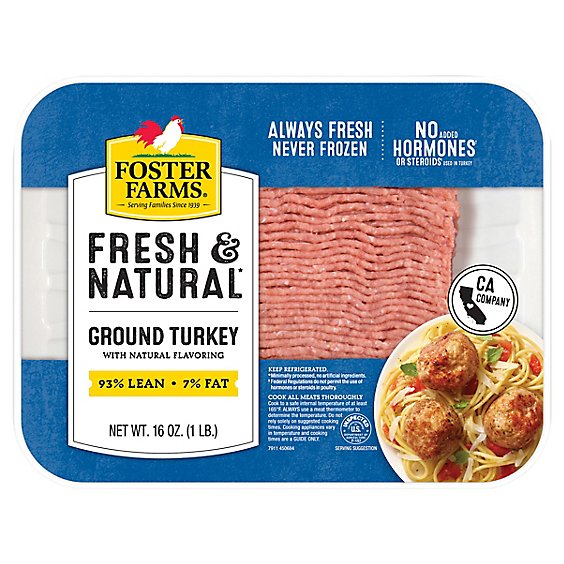 Foster Farms Fresh & Natural 93% Lean Ground Turkey - 16 Oz