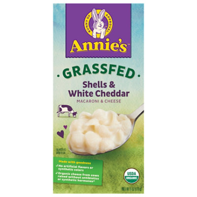 Annies Homegrown Macaroni & Cheese Organic Grass Fed Shells & White Cheddar Box - 6 Oz - Image 1