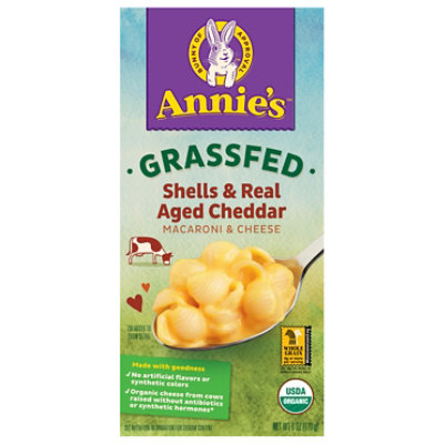 Annies Homegrown Macaroni & Cheese Organic Grass Fed Shells & Real Aged Cheddar Box - 6 Oz - Image 1
