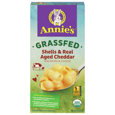 Annies Homegrown Macaroni & Cheese Organic Grass Fed Shells & Real Aged Cheddar Box - 6 Oz