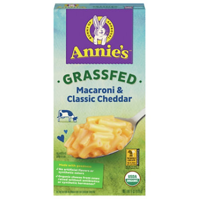 Annies Homegrown Macaroni & Cheese Organic Grass Fed Classic Mild Cheddar Box - 6 Oz
