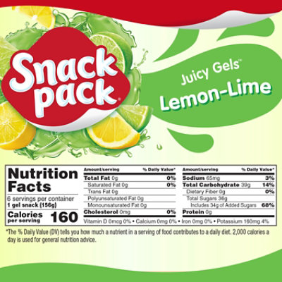 Snack Pack Lemon Lime Flavored Juicy Gels Snack Cups - 6-3.25 Oz - Image 4