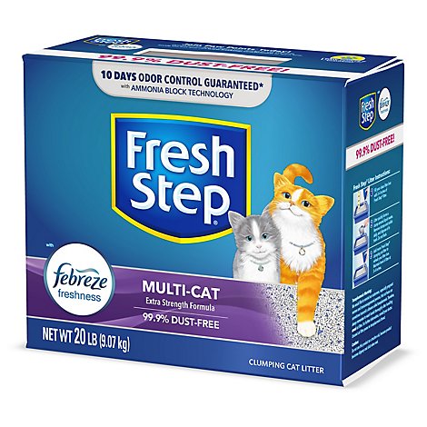 Fresh Step Cat Litter Clumping Multi Cat With Febreze Fresh Clean Scent Box - 20 Lb
