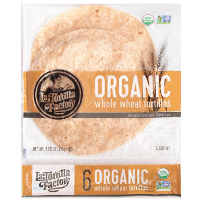 La Tortilla Factory Tortillas Organic Whole Wheat Bag 6 Count - 7.62 Oz - Image 3