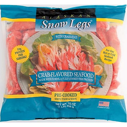 Alaskan Snow Legs Frozen Crab-Flavored Surimi - 1 Lb - Image 1