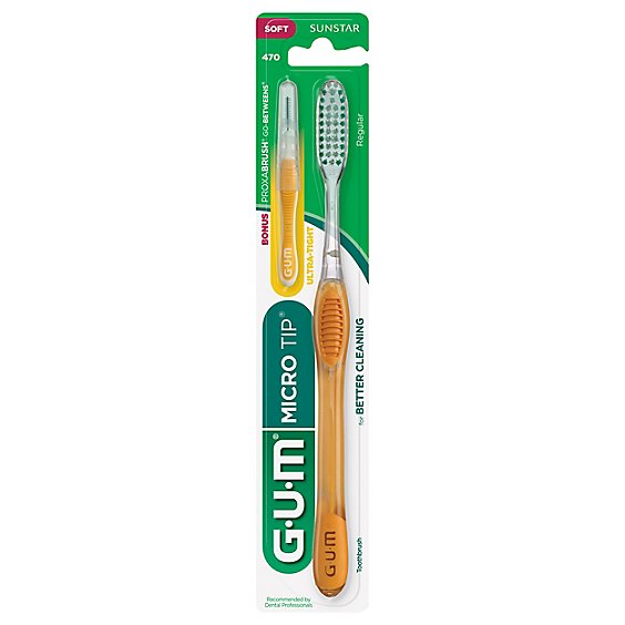 GUM Toothbrush Micro Tip Regular Soft 470 Bonus - 1 Count