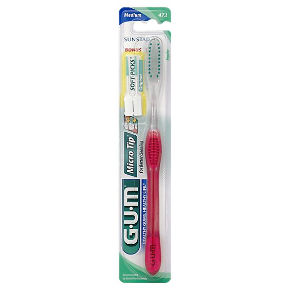 GUM Toothbrush Micro Tip Regular Medium 472 - 1 Count