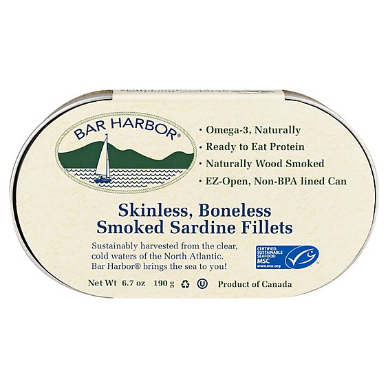Bar Harbor Sardine Fillets Smoked Skinless Boneless - 6.7 Oz