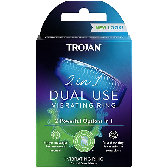 Trojan Vibrations 2 In 1 Vibrating Ring Plus Finger Massager - Each