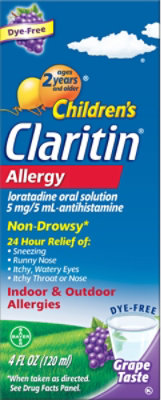 Claritin Childrens Antihistamine Oral Solution Indoor & Outdoor Allergies Grape Taste - 4 Fl. Oz. - Image 2