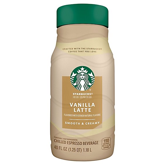 Starbucks Vanilla Latte Flavored Chilled Ice Espresso Beverage Bottle - 40 Fl. Oz.