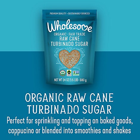 Wholesome Organic Cane Sugar Raw Turbinado - 24 Oz