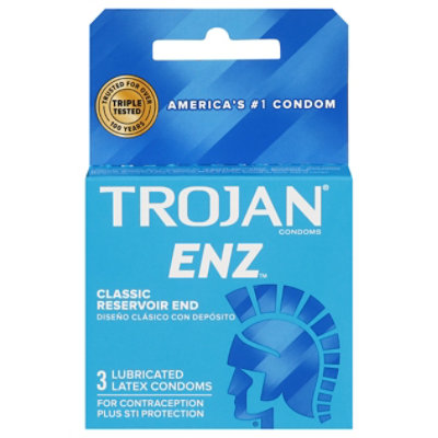 Trojan Enz Premium Lubricated Latex Condoms - 3 Count - Image 2