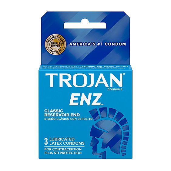 Trojan Enz Premium Lubricated Latex Condoms - 3 Count