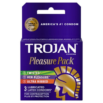 Trojan Pleasure Variety Pack Lubricated Condoms - 3 Count - Image 3