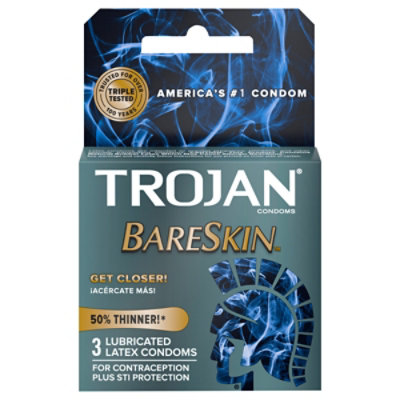 Trojan Sensitivity Bareskin Lubricated Latex Condoms - 3 Count - Image 3