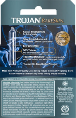 Trojan Sensitivity Bareskin Lubricated Latex Condoms - 3 Count - Image 4