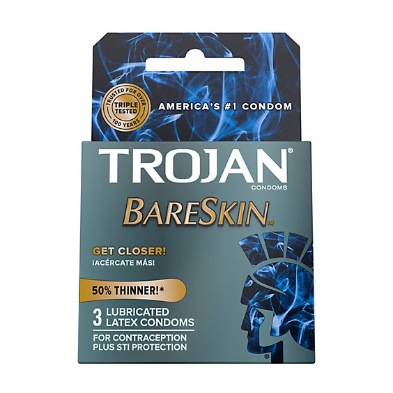 Trojan Sensitivity Bareskin Lubricated Latex Condoms - 3 Count