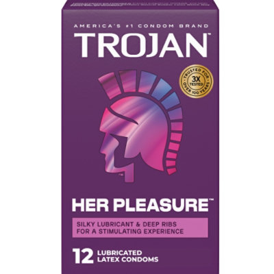 Trojan Condoms Her Pleasure Snstn Lub - 12 Count