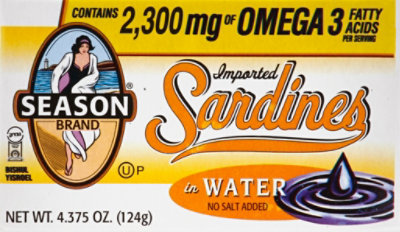 Season Canned Fish Club Sardine No Salt In Water - 4.37 Oz - Image 2