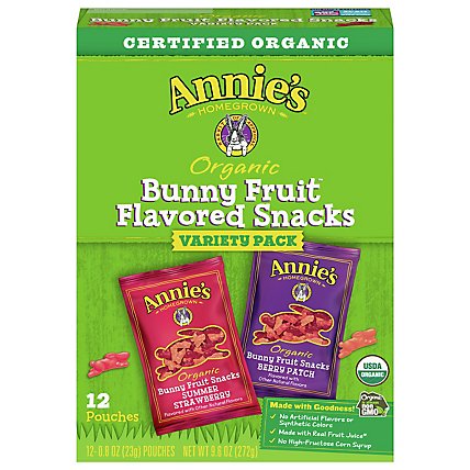 Annies Homegrown Organic Fruit Snacks Bunny Variety Pack - 12-0.8 Oz - Image 1